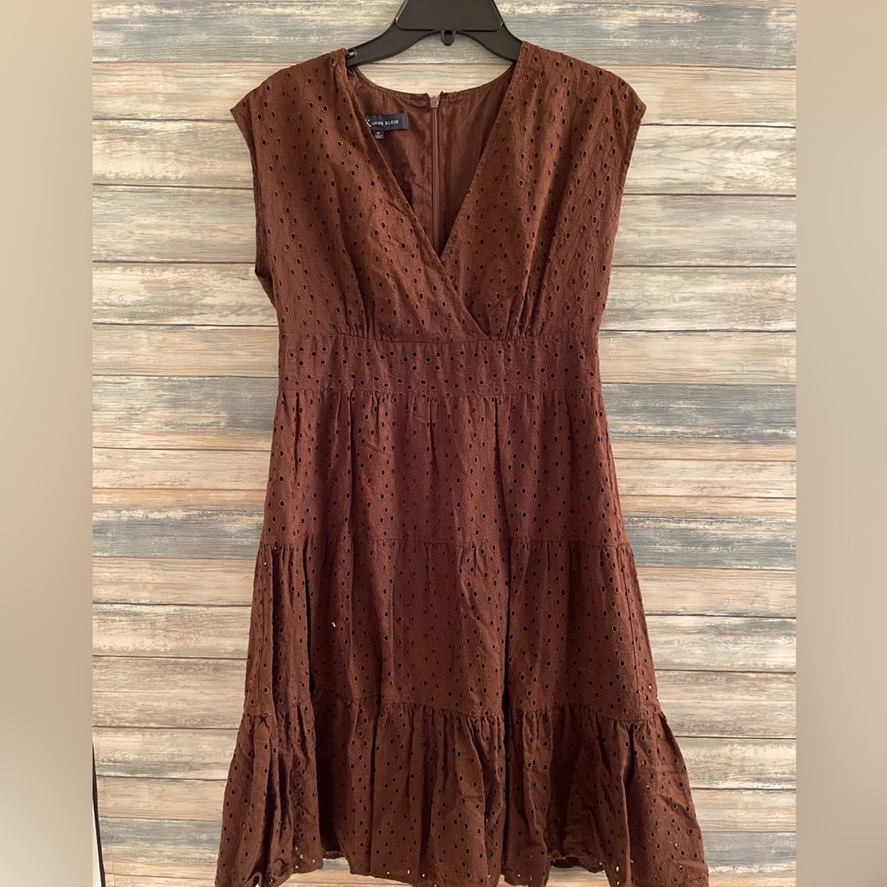 Brown eyelit Anne Klein dress - size 10